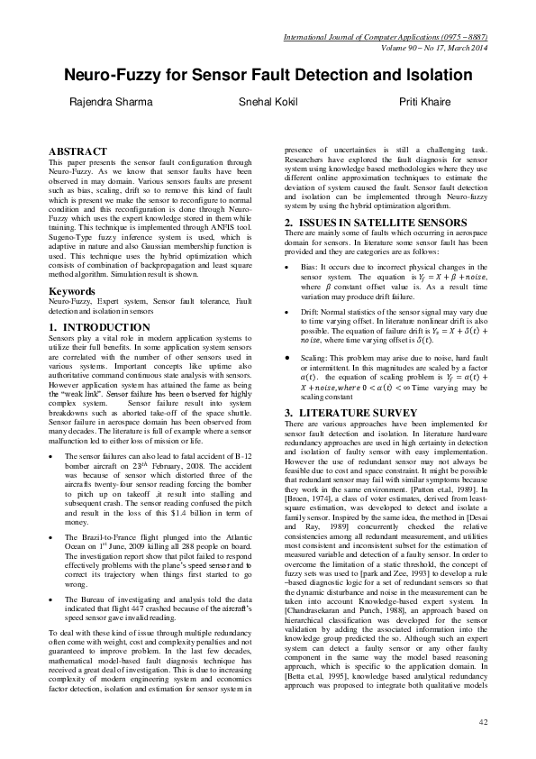 (PDF) Neuro-Fuzzy for Sensor Fault Detection and Isolation