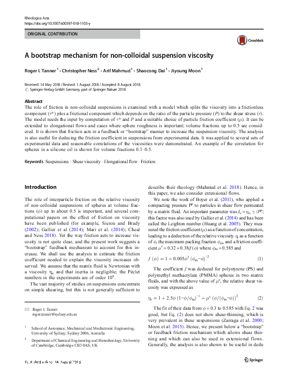 (PDF) A bootstrap mechanism for non-colloidal suspension viscosity