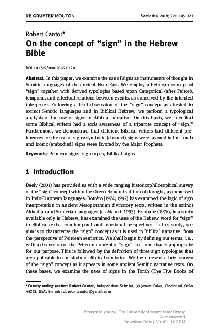(PDF) On the concept of “sign” in the Hebrew Bible