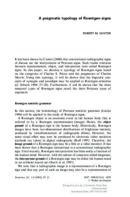(PDF) A pragmatic typology of Roentgen signs | Robert M Cantor ...