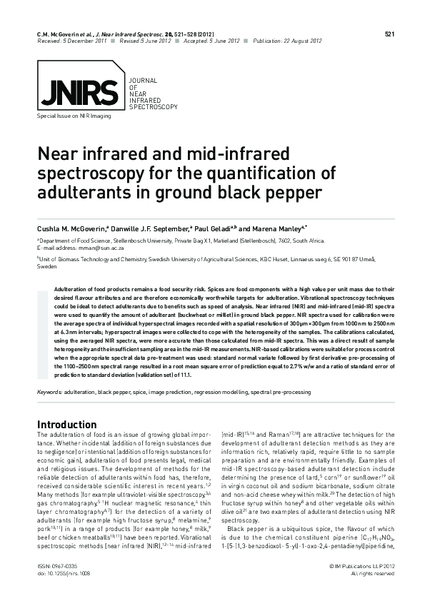 (PDF) Near Infrared and Mid-Infrared Spectroscopy for the ...