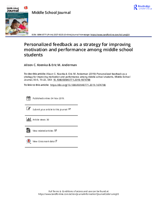 (PDF) Personalized feedback as a strategy for improving motivation and ...