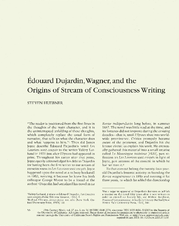 (PDF) Édouard Dujardin, Wagner, and the Origins of Stream of ...