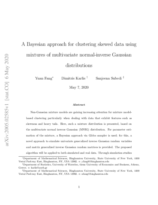(PDF) A Bayesian approach for clustering skewed data using mixtures of ...