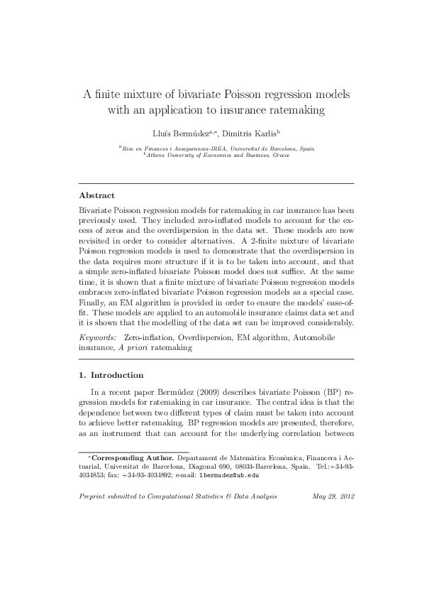 (PDF) A finite mixture of bivariate Poisson regression models with an ...