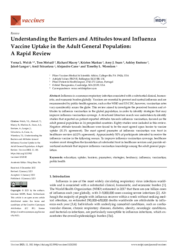 (PDF) Understanding the Barriers and Attitudes toward Influenza Vaccine ...