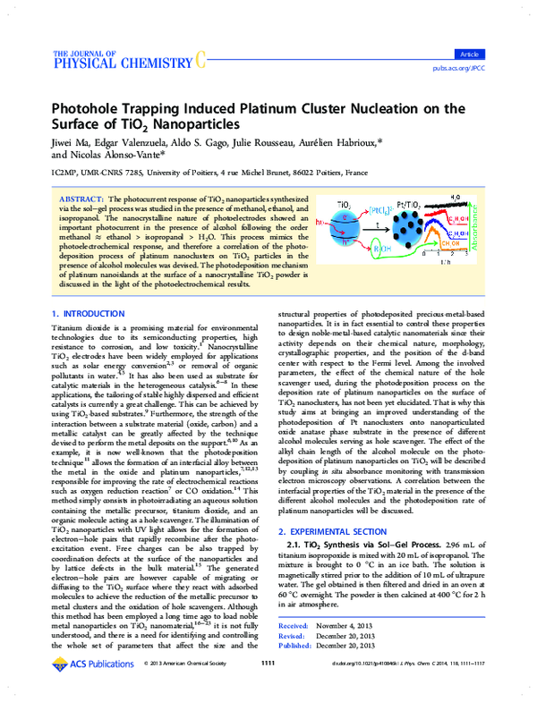 (PDF) Photohole Trapping Induced Platinum Cluster Nucleation on the ...