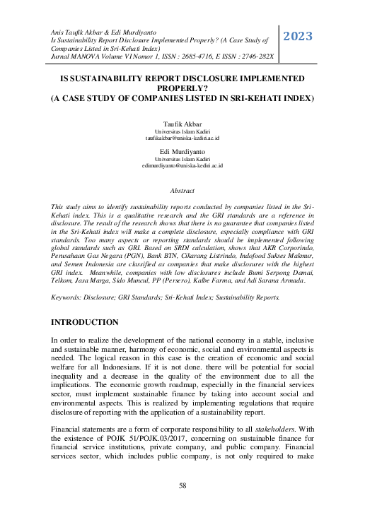 (PDF) Is Sustainability Report Disclosure Implemented Properly? (A Case ...