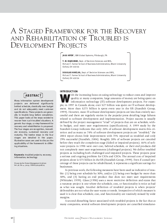 (PDF) A Staged Framework for the Recovery and Rehabilitation of ...