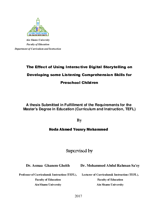 (PDF) The Effect of Using Interactive Digital Storytelling onDeveloping ...