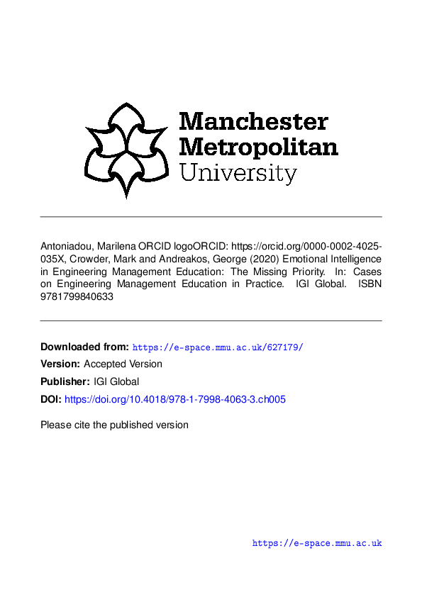 (PDF) Emotional Intelligence in Engineering Management Education