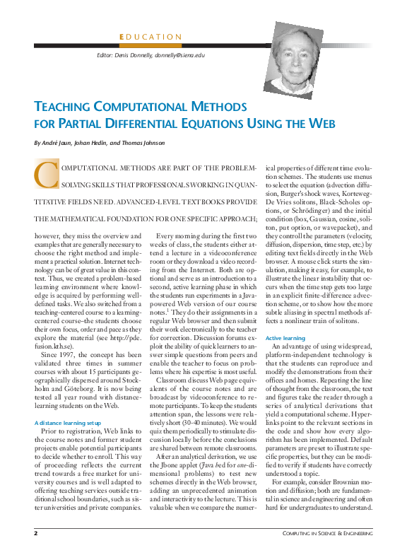 (PDF) Teaching computational methods for partial differential equations ...