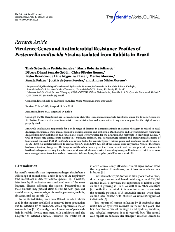 (PDF) Virulence Genes and Antimicrobial Resistance Profiles ...