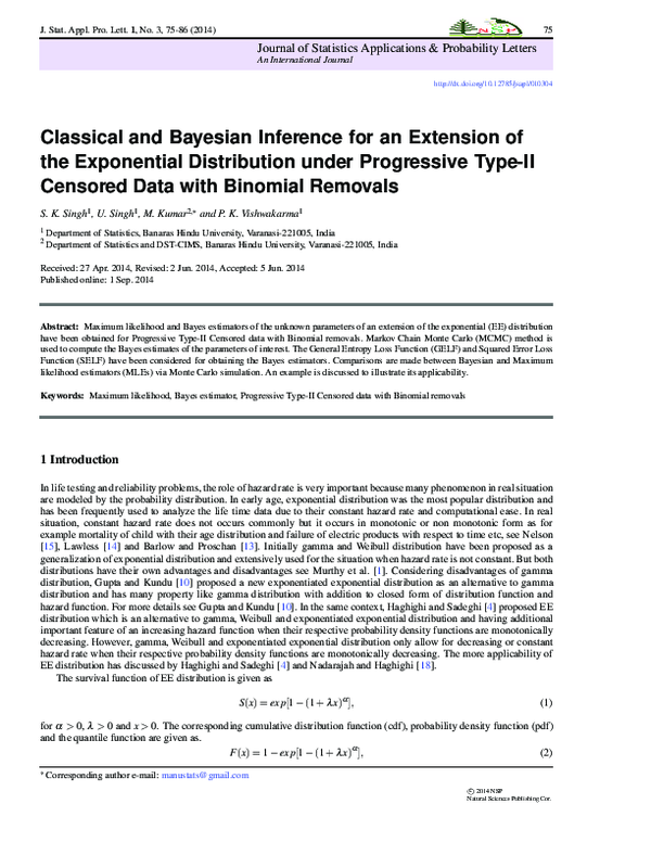 (PDF) Classical and Bayesian Inference for an Extension of the ...