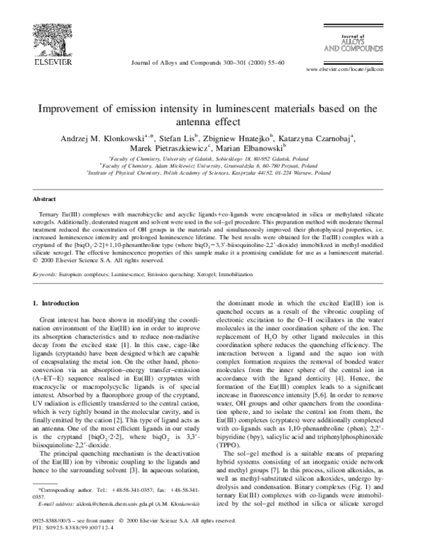 (PDF) Improvement of emission intensity in luminescent materials based ...