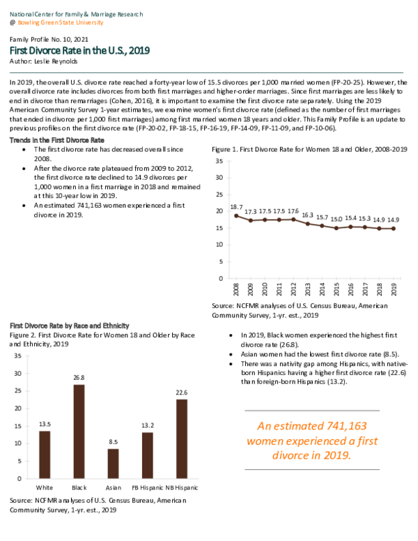 (PDF) First Divorce Rate in the U.S., 2019