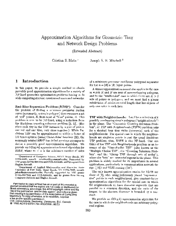 (PDF) Approximation algorithms for geometric tour and network design ...