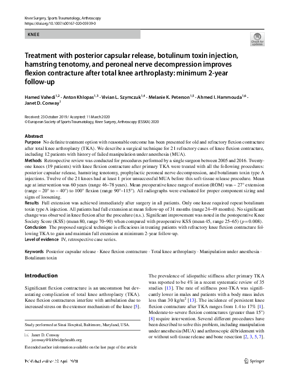 (PDF) Treatment with posterior capsular release, botulinum toxin