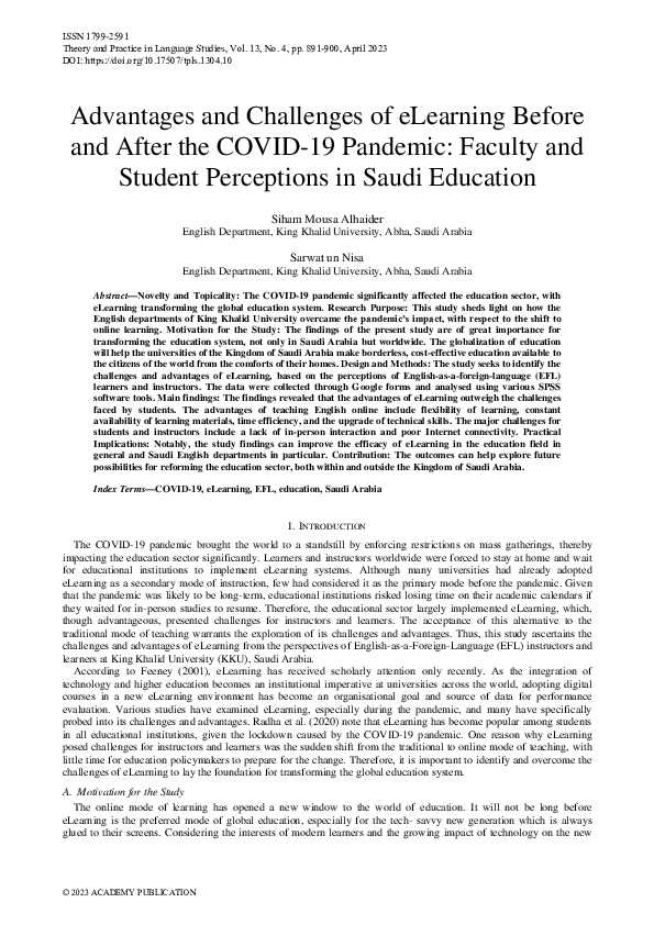 (PDF) Advantages and Challenges of eLearning Before and After the COVID ...