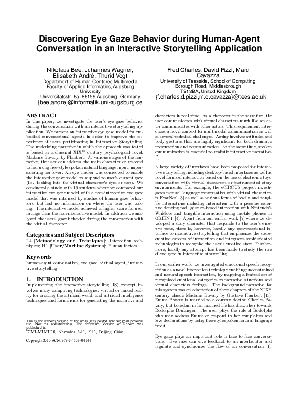 (PDF) Discovering eye gaze behavior during human-agent conversation in ...
