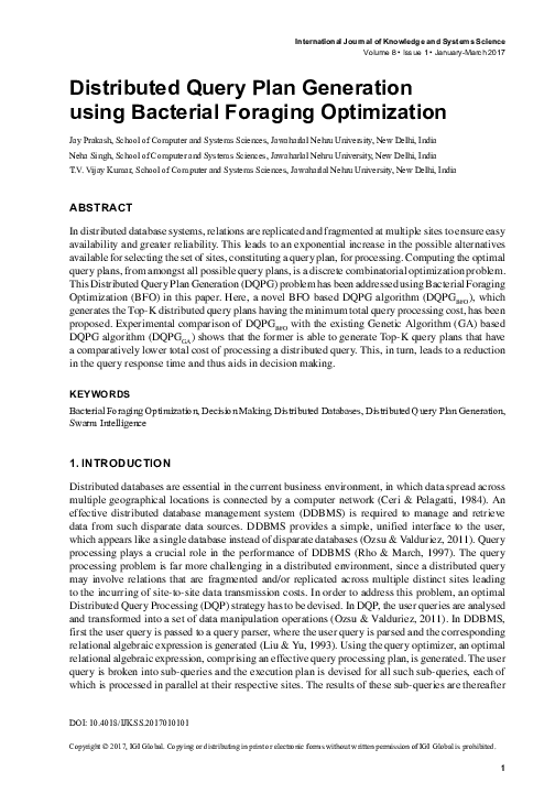 (PDF) Distributed Query Plan Generation using Bacterial Foraging ...