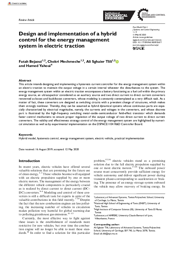 (PDF) Design and implementation of a hybrid control for the energy ...