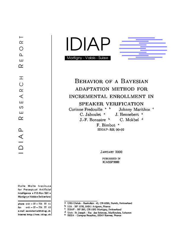(PDF) Behavior of a Bayesian adaptation method for incremental ...