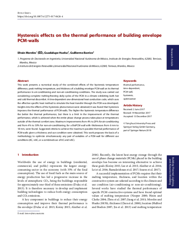 (PDF) Hysteresis effects on the thermal performance of building ...