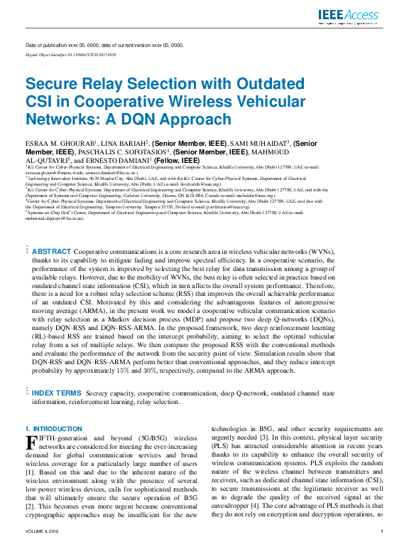 (PDF) Secure Relay Selection with Outdated CSI in Cooperative Wireless ...