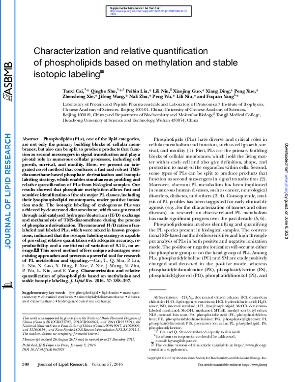 (PDF) Characterization and Relative Quantification of Phospholipids ...