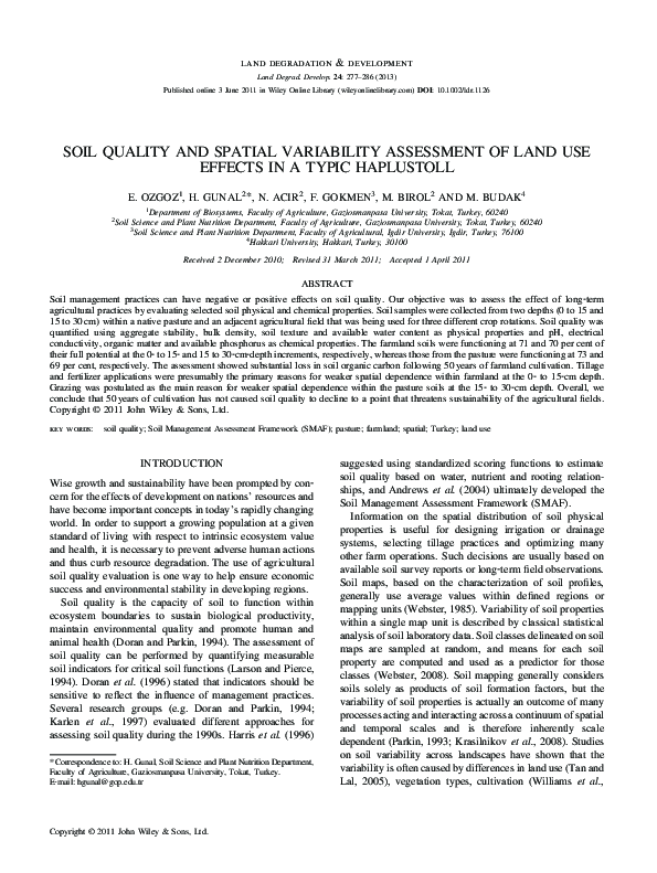 (PDF) Soil Quality and Spatial Variability Assessment of Land Use ...