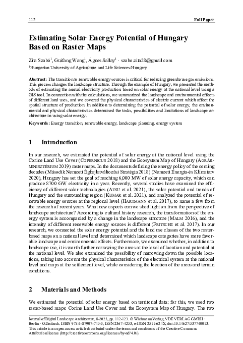 (PDF) Estimating Solar Energy Potential of Hungary Based on Raster Maps