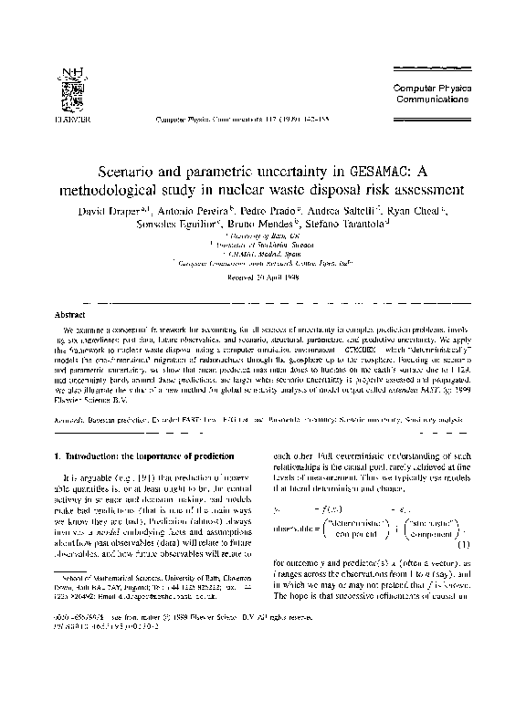 (PDF) Scenario and parametric uncertainty in GESAMAC A methodological