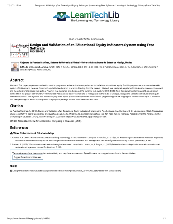 (PDF) Design and Validation of an Educational Equity Indicators System ...