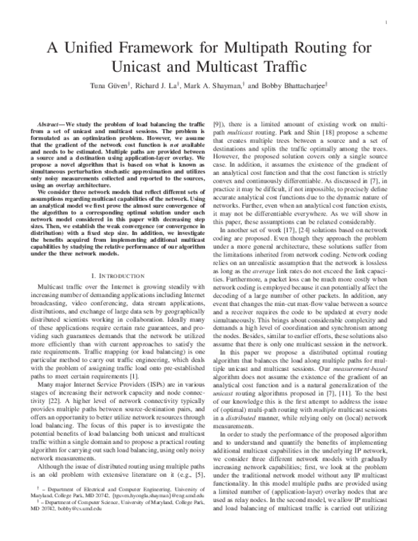 (PDF) A Unified Framework for Multipath Routing for Unicast and ...