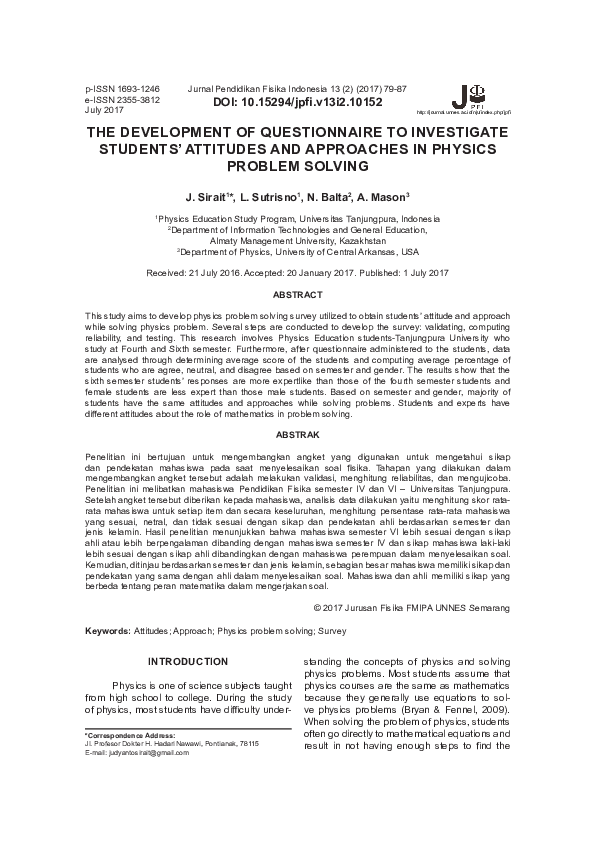 (PDF) The Development of Questionnaire to Investigate Students ...