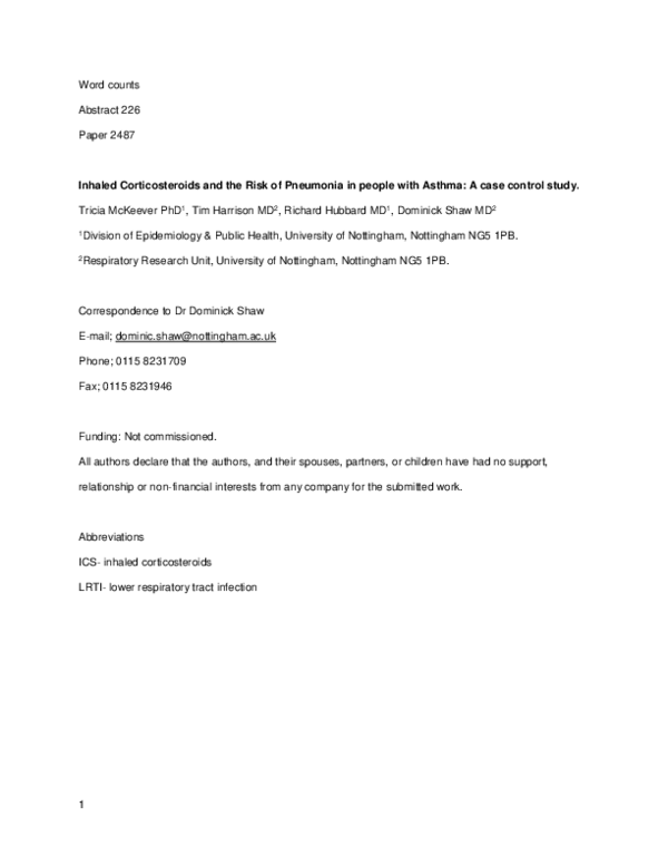 (PDF) Inhaled Corticosteroids and the Risk of Pneumonia in People With ...