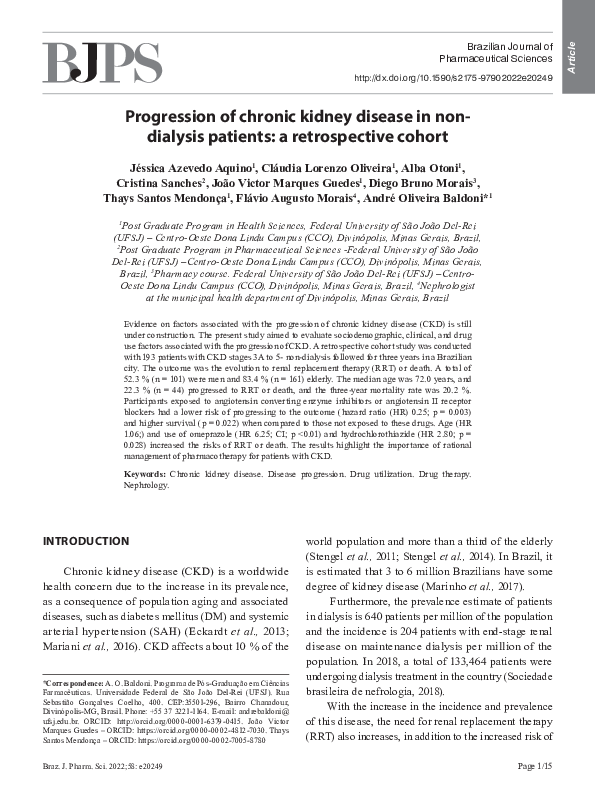 (PDF) Progression of chronic kidney disease in non- dialysis patients ...
