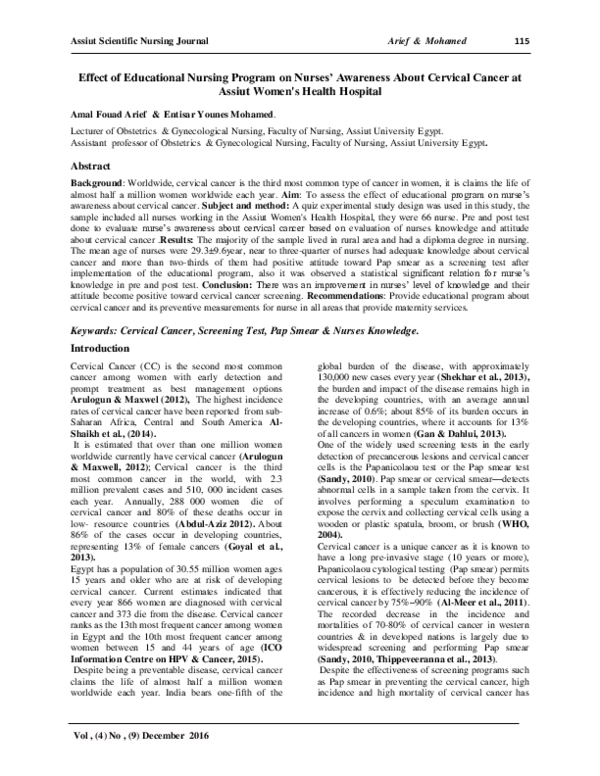 (PDF) Effect of Educational Nursing Program on Nurses’ Awareness About ...