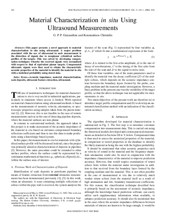 (PDF) Material characterization in situ using ultrasound measurements