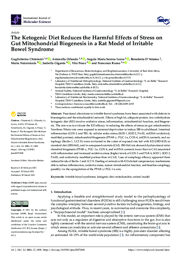 (PDF) The Ketogenic Diet Reduces the Harmful Effects of Stress on Gut ...