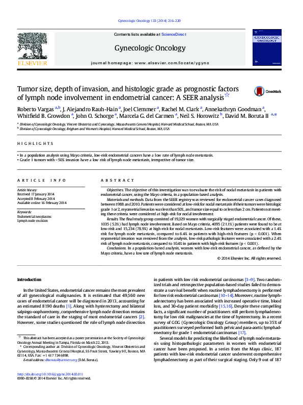 (PDF) Tumor size, depth of invasion, and histologic grade as prognostic ...