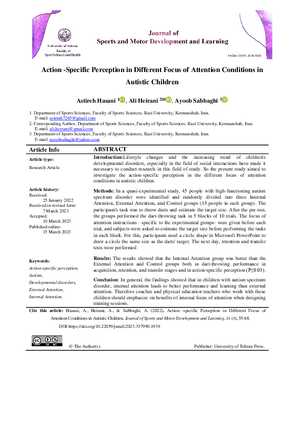 (PDF) Action -Specific Perception in Different Focus of Attention ...