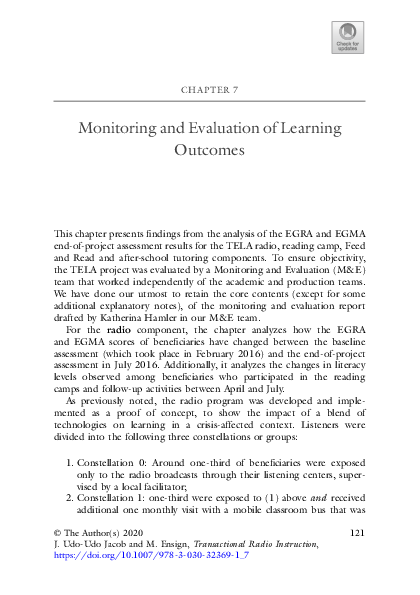 (PDF) Monitoring and Evaluation of Learning Outcomes