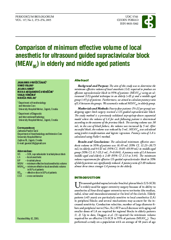(PDF) Comparison of minimum effective volume of local anesthetic for ultrasound guided