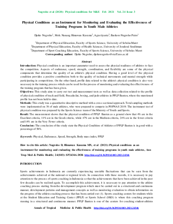 (PDF) Physical Conditions as an Instrument for Monitoring and ...