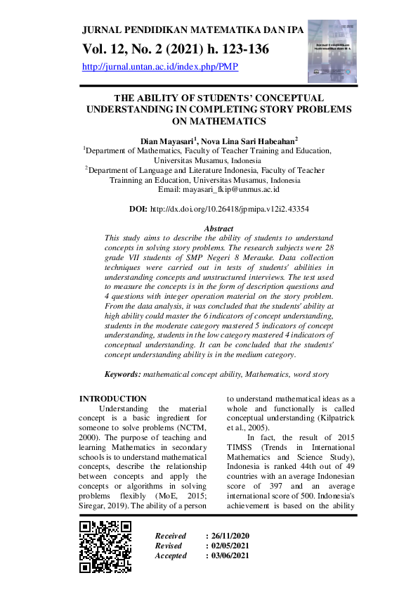 (PDF) The Ability of Students’ Conceptual Understanding in Completing ...