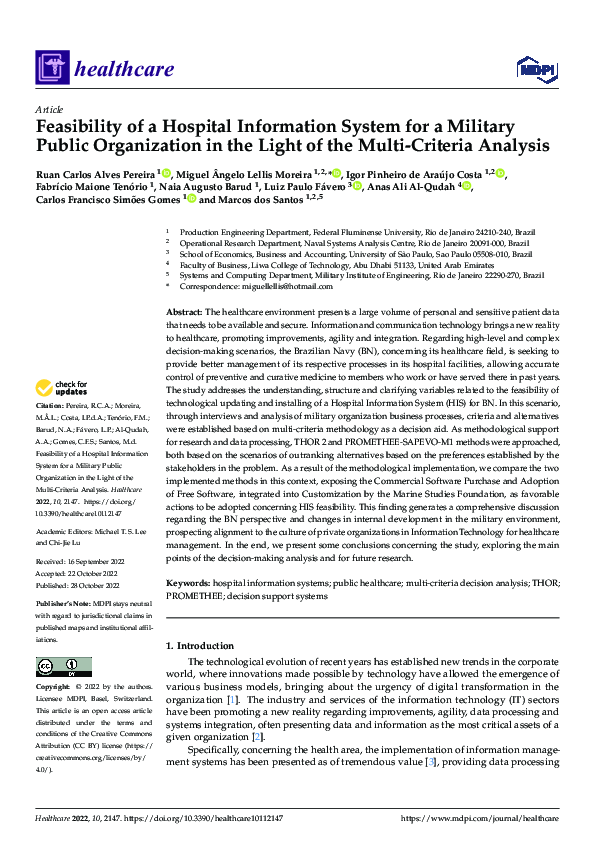 (PDF) Feasibility of a Hospital Information System for a Military ...