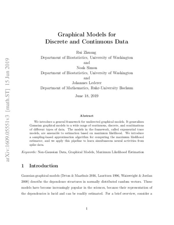(PDF) Graphical Models for Discrete and Continuous Data