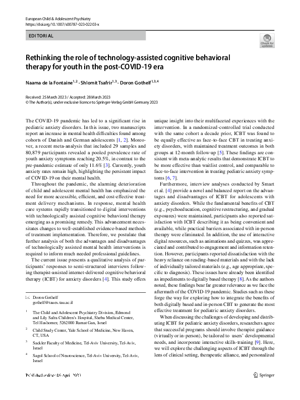View of (PDF) Rethinking the role of technology-assisted cognitive behavioral ...